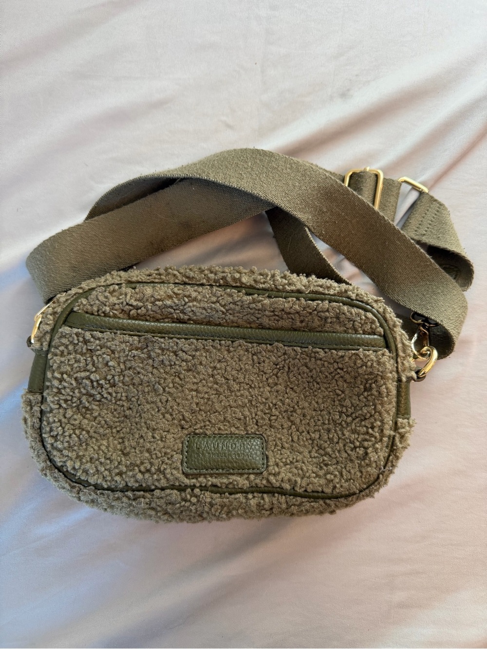 Laundry By Shelli Segal Olive Green Sherpa Crossbody Bag